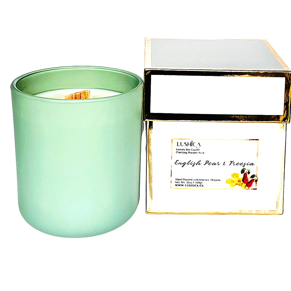 English Pear and Freesia Luxury Wooden Wick Candle