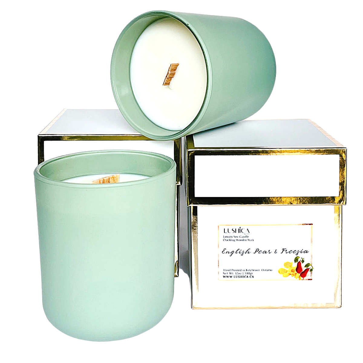 English Pear and Freesia Luxury Wooden Wick Candle