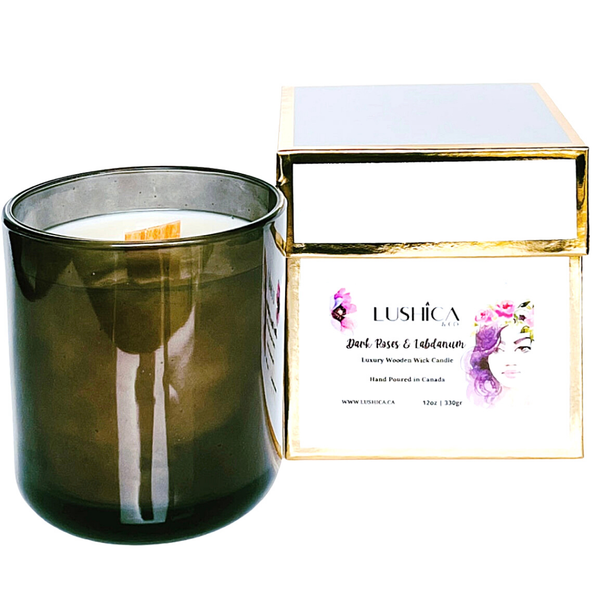 Dark Roses and Labdanum Luxury Wooden Wick Candle